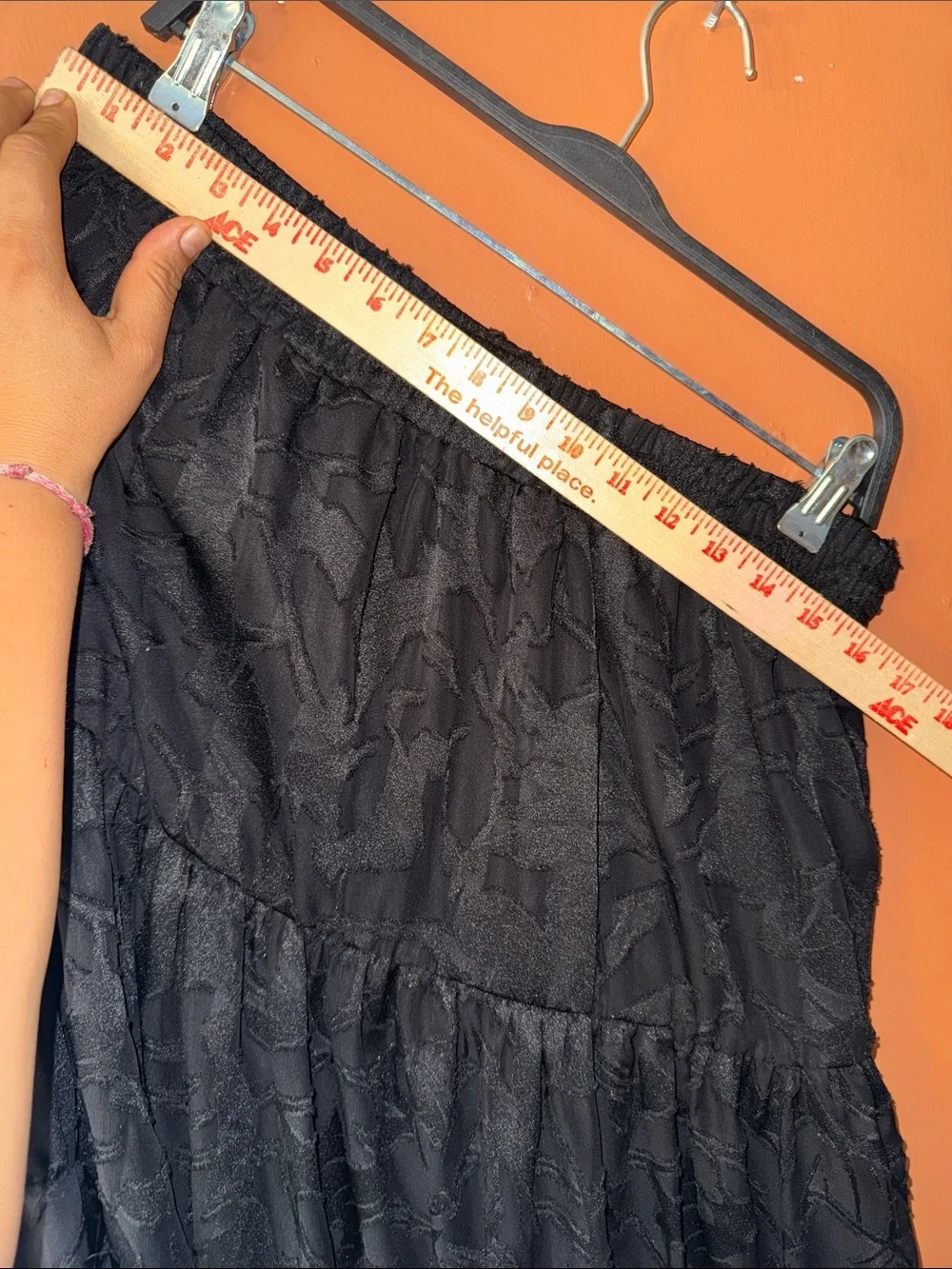 Michael Kors Black Tiered Midi Skirt with Jacquard Pattern